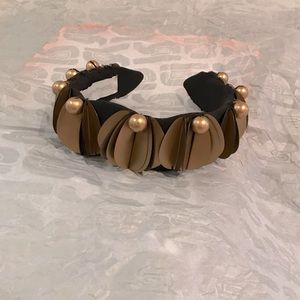 Black, gold & Pearl Headband 3D gold metallic gold handmade